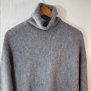 Lovers + Friends Gray Ribbed Wool Blend Mock Neck Sweater Medium Minimal Cozy